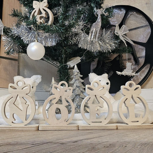 Décoration de Noël en bois Boule Alphabet
