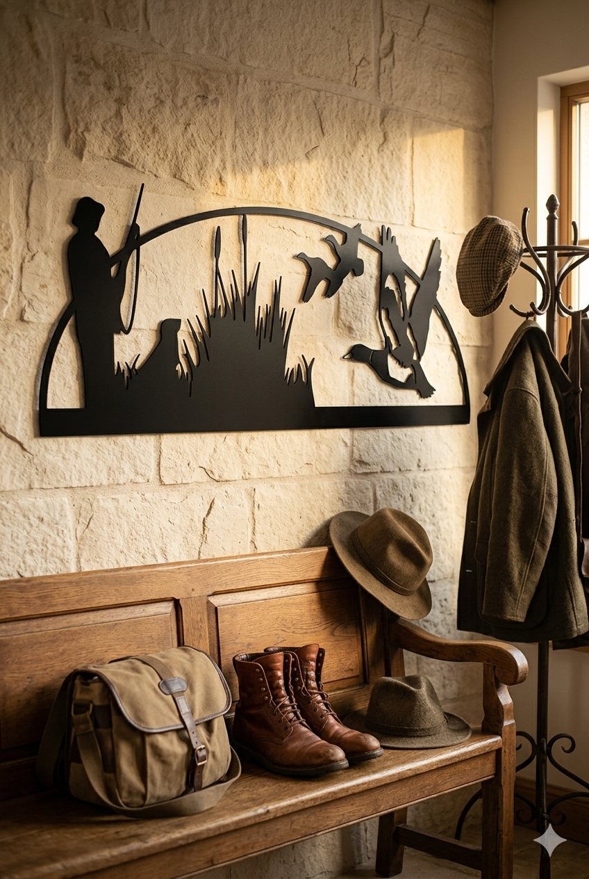 Décoration Murale Chasseur & Colverts en Métal