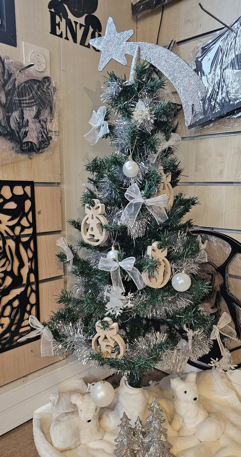 Décoration de Noël en bois Boule Alphabet