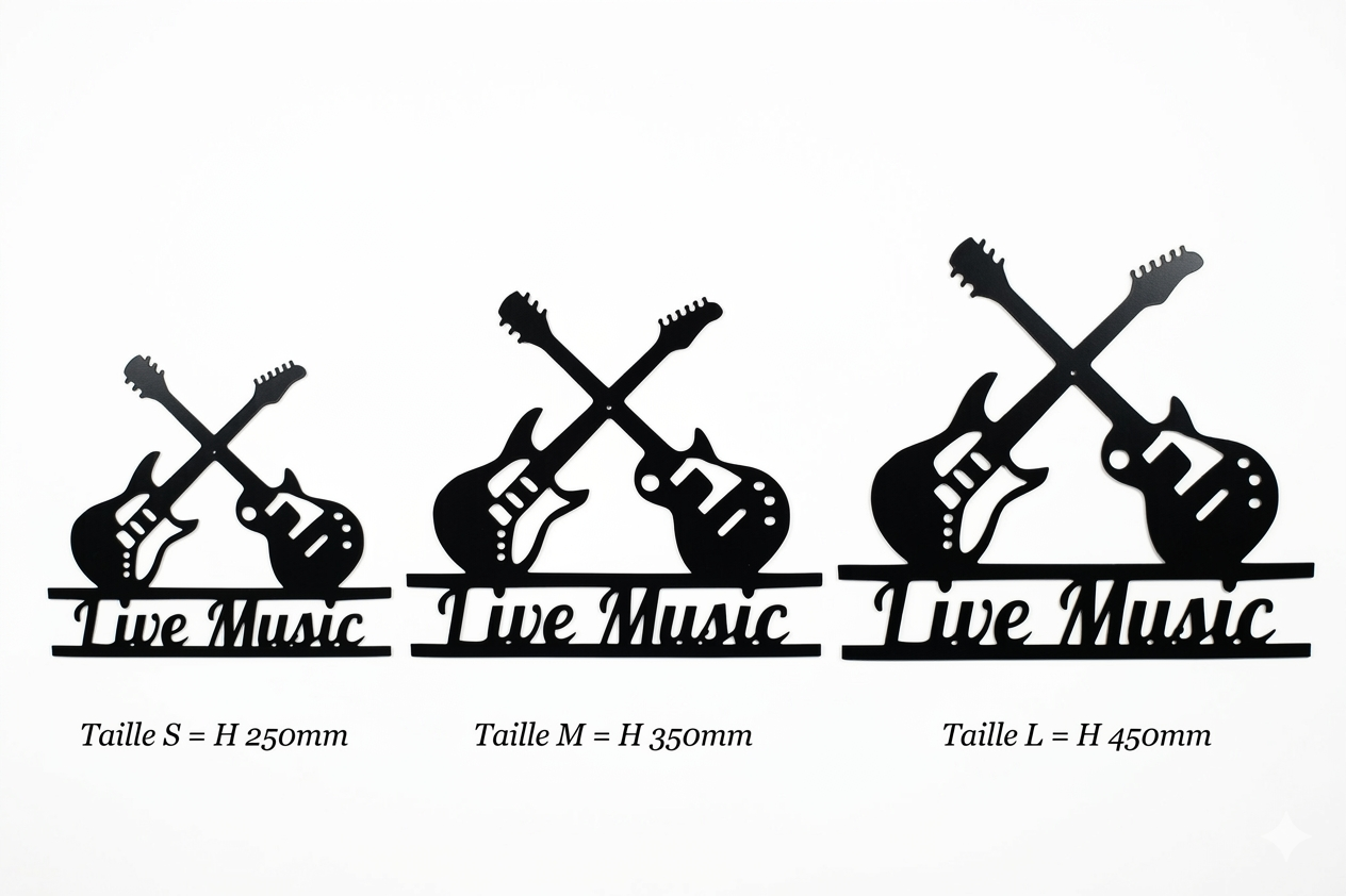 Décoration murale Guitares Croisées "Live Music" à personnaliser