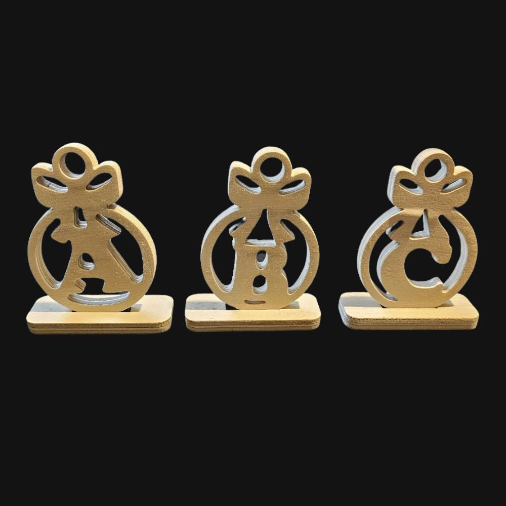 Décoration de Noël en bois Boule Alphabet