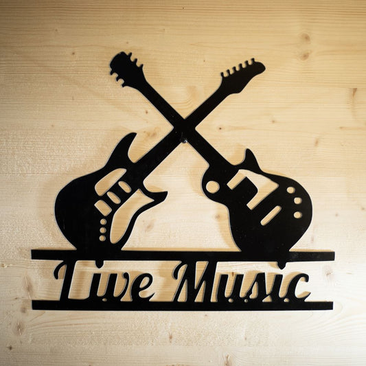 Décoration murale Guitares Croisées "Live Music" à personnaliser