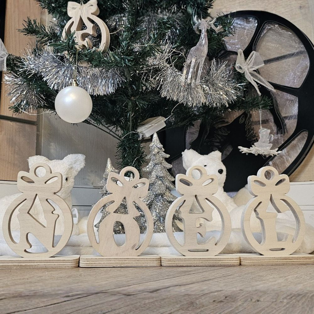 Décoration de Noël en bois Boule Alphabet