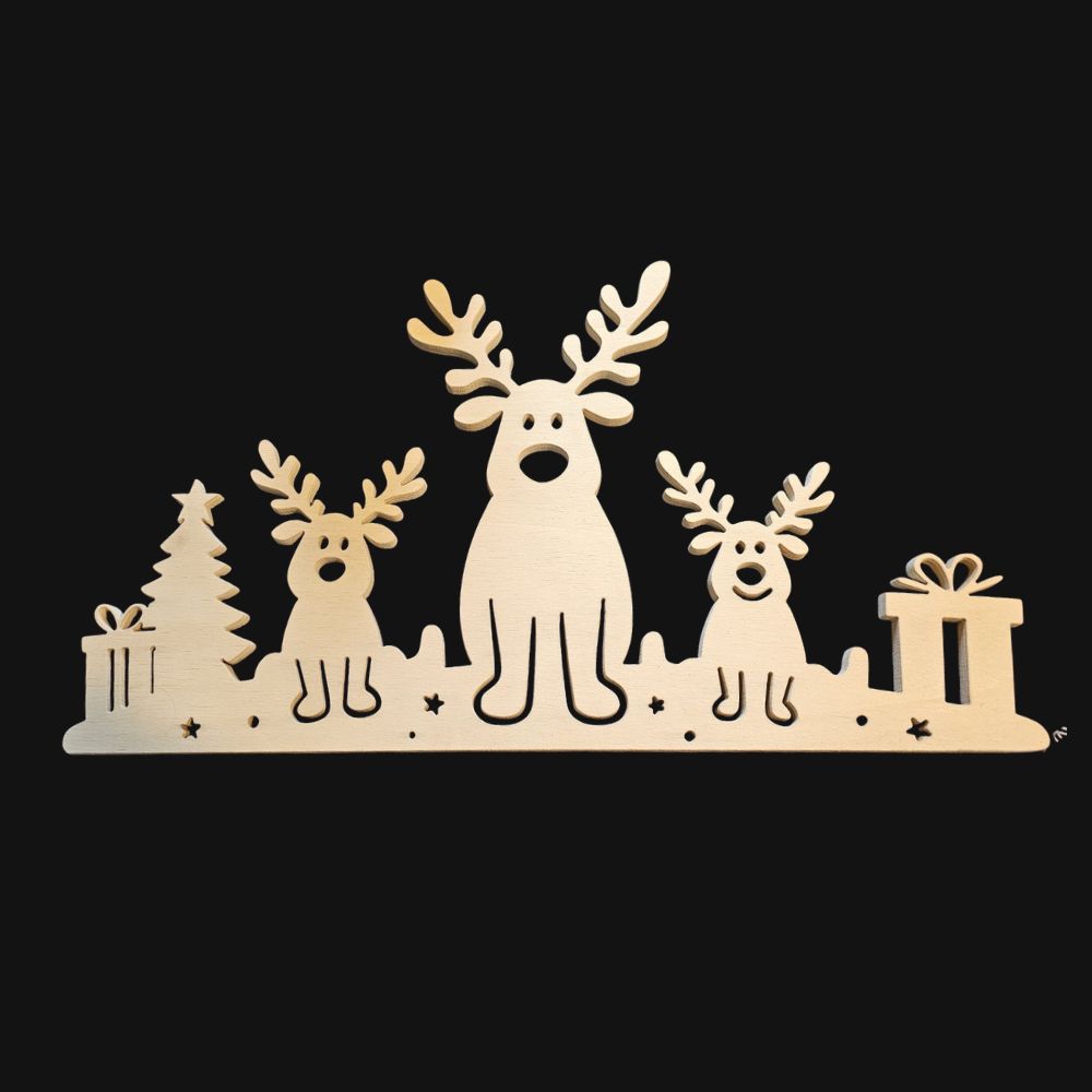 Décoration de Noël Famille Renne en Bois