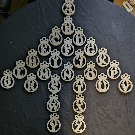 Décoration de Noël en bois Boule Alphabet