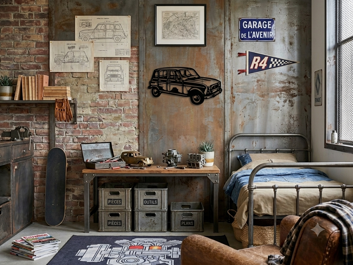Décoration murale Renault 4L en Métal