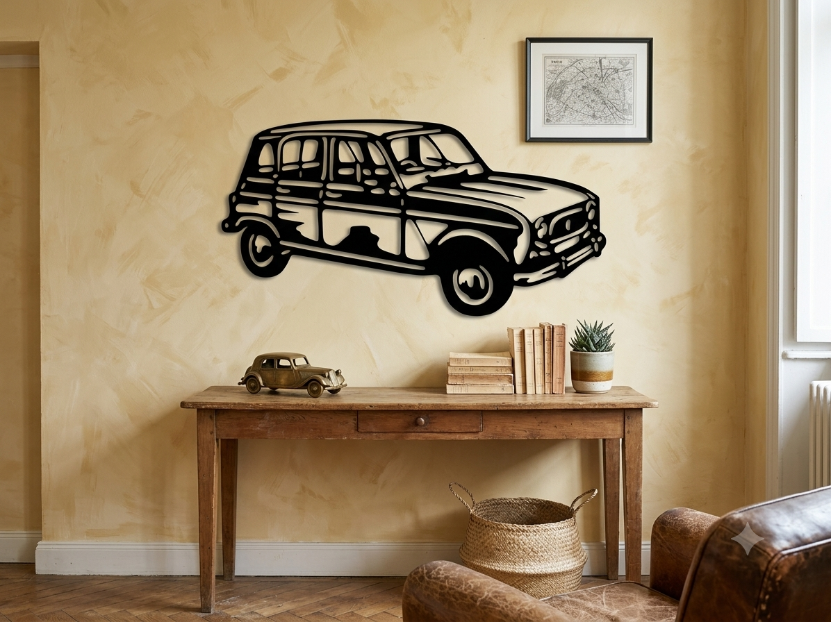 Décoration murale Renault 4L en Métal