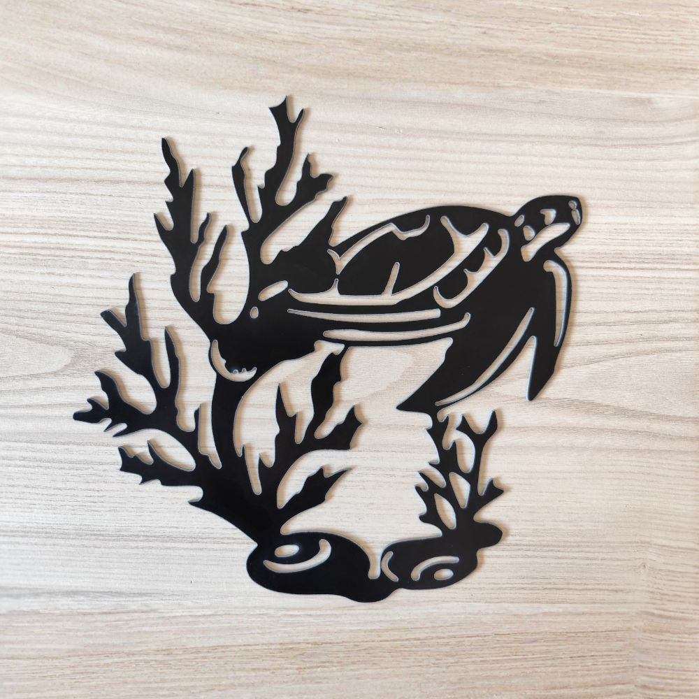 Plaque Tortue Corail Métal Noir
