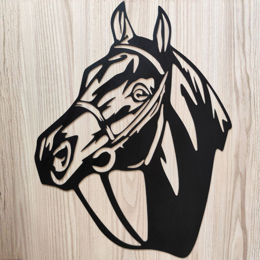 Plaque Cheval Métal Noir