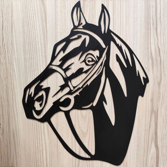 Plaque Cheval Métal Noir