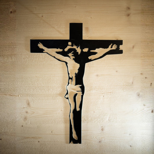 Plaque Croix Christ Métal