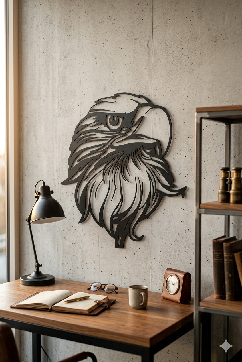 Décoration Murale Tête d'Aigle Royal en Métal