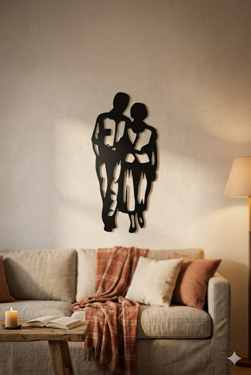 Décoration Murale Couple Amoureux en Métal