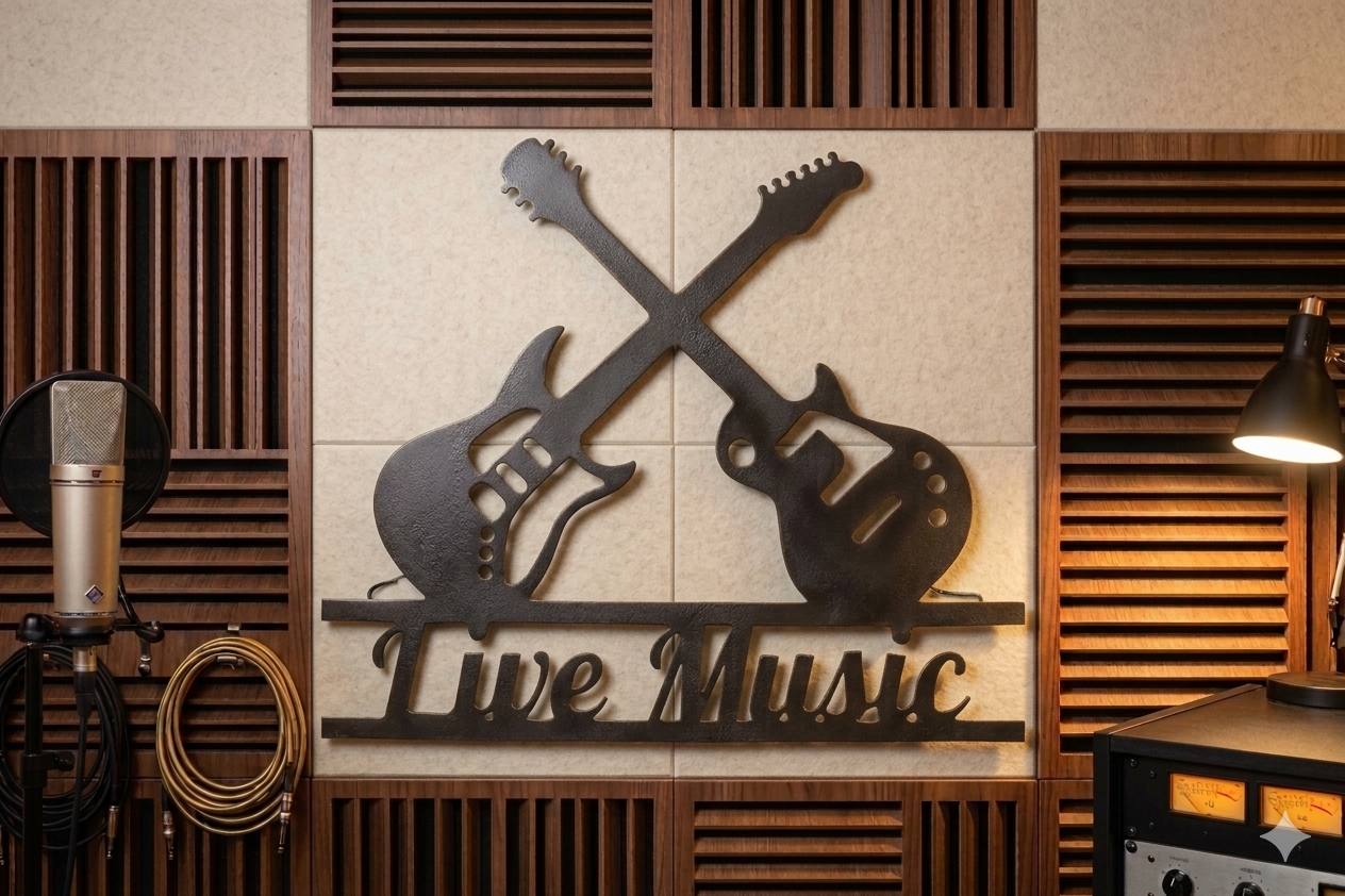 Décoration murale Guitares Croisées "Live Music" à personnaliser