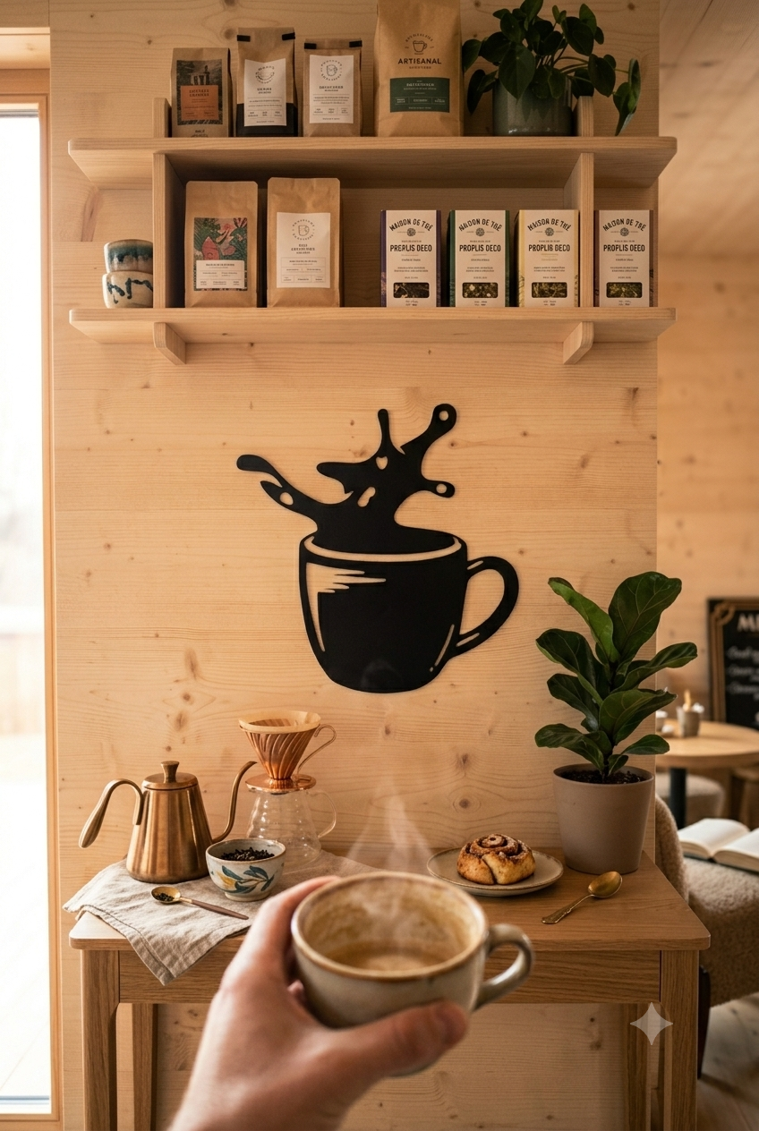 Décoration murale en métal Tasse Café Splash