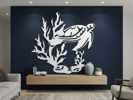 Plaque Tortue Corail Métal Noir